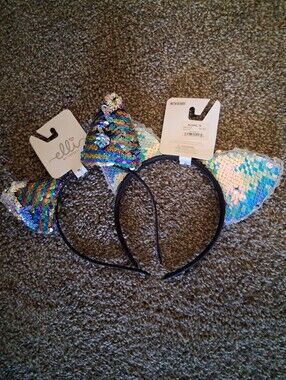 (BUNDLE) Girls Sequin Cat Ear Headband - Multicolor